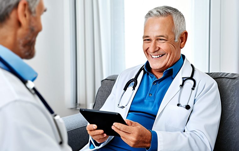 기초수급자 의료보험을 통한 질병 예방 전략 - Preventative Healthcare Focus**

A cheerful, fully clothed woman in her 50s, wearing modest clothing...