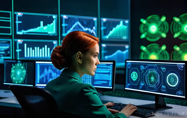 공급망 공격 벡터 식별을 위한 위협 모델링 - **Image Prompt 1: The Interconnected Supply Chain Under Surveillance**
    A futuristic, highly deta...