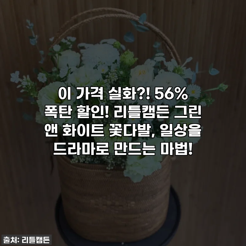 이 가격 실화?! 56% 폭탄 할인! 리틀캠든 그린 앤 화이트 꽃다발, 일상을 드라마로 만드는 마법!