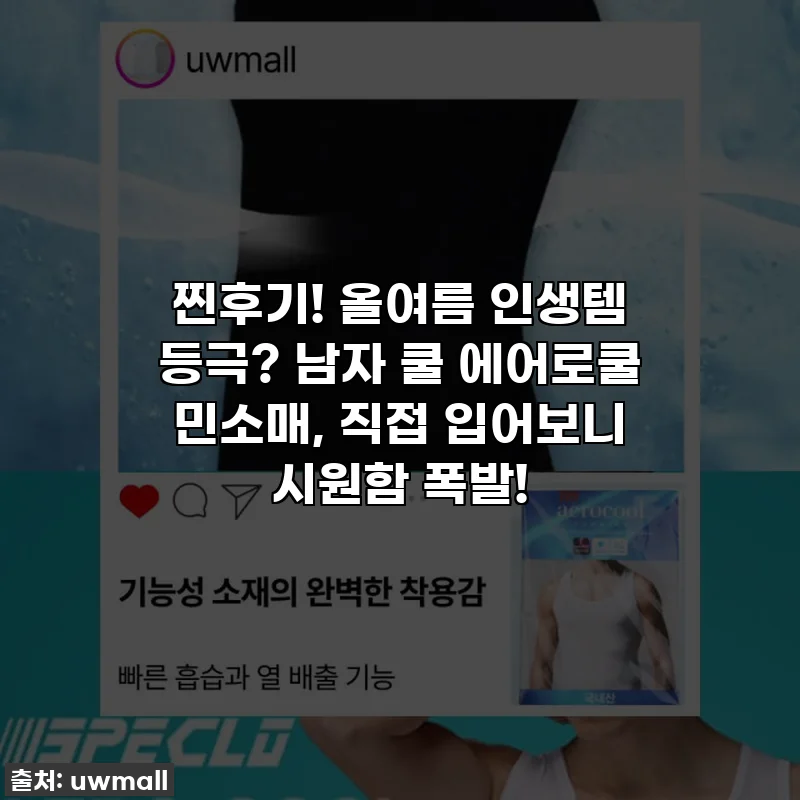 찐후기! 올여름 인생템 등극? 남자 쿨 에어로쿨 민소매, 직접 입어보니 시원함 폭발!