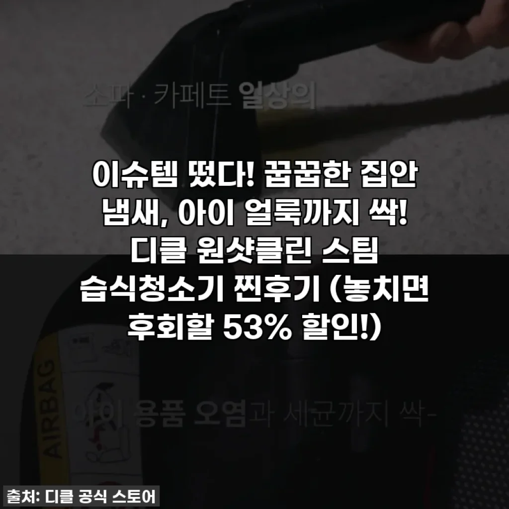 이슈템 떴다! 꿉꿉한 집안 냄새, 아이 얼룩까지 싹! 디클 원샷클린 스팀 습식청소기 찐후기 (놓치면 후회할 53% 할인!)