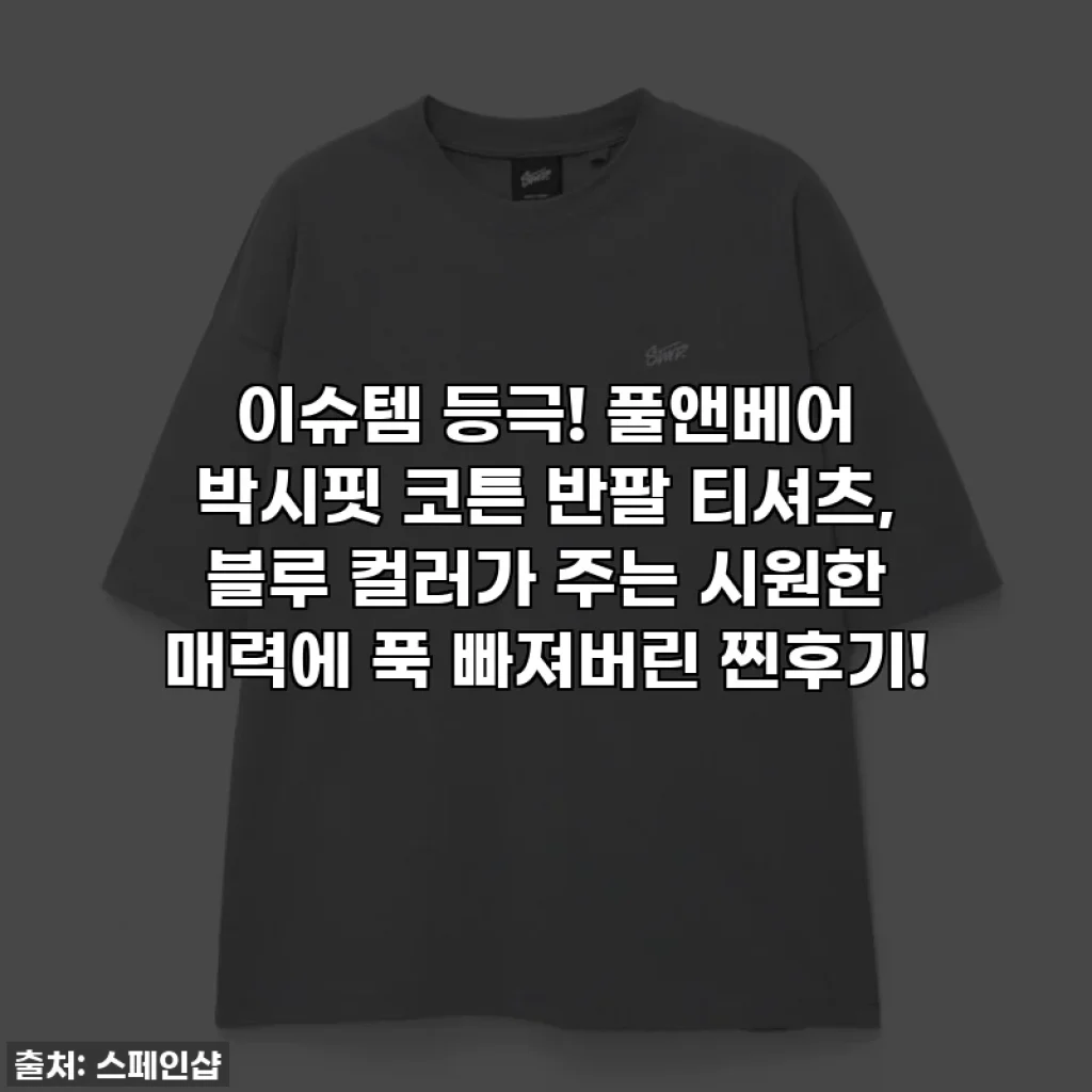 이슈템 등극! 풀앤베어 박시핏 코튼 반팔 티셔츠, 블루 컬러가 주는 시원한 매력에 푹 빠져버린 찐후기!
