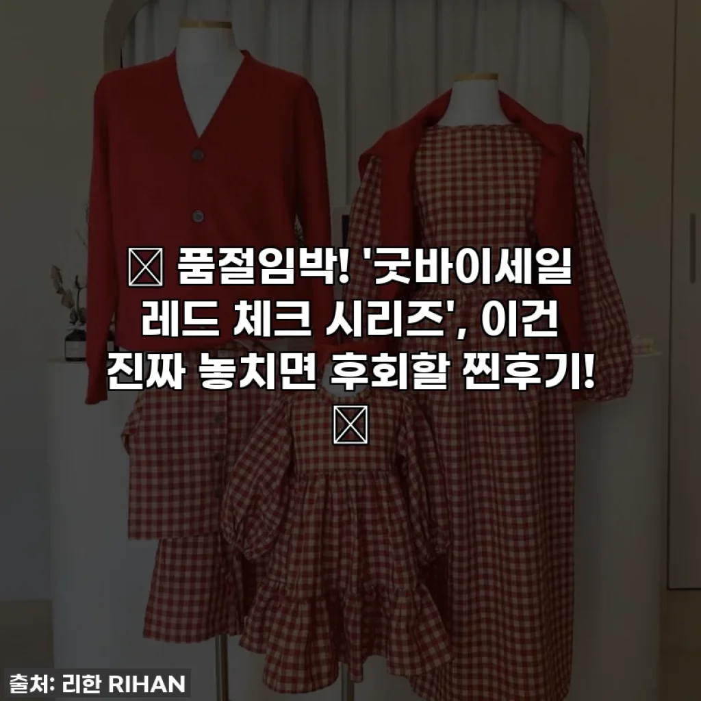 🎁 품절임박! '굿바이세일 레드 체크 시리즈', 이건 진짜 놓치면 후회할 찐후기! 💖