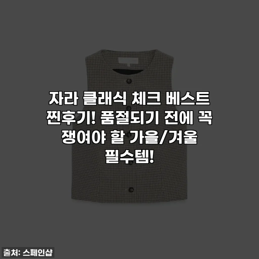 자라 클래식 체크 베스트 찐후기! 품절되기 전에 꼭 쟁여야 할 가을/겨울 필수템!