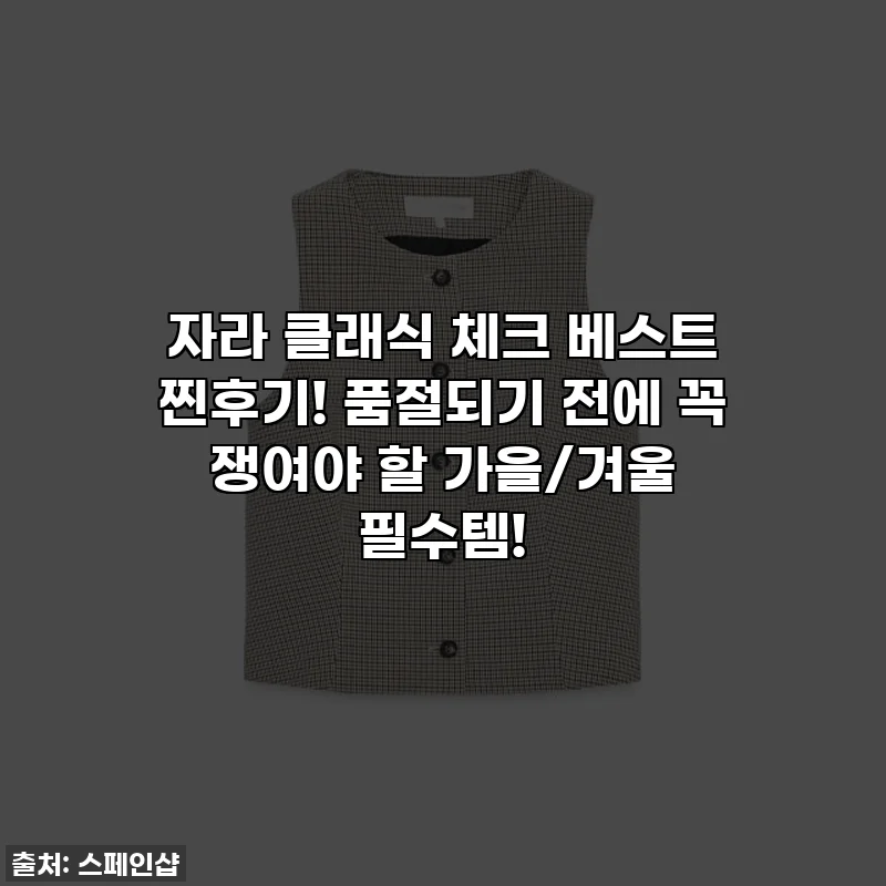 자라 클래식 체크 베스트 찐후기! 품절되기 전에 꼭 쟁여야 할 가을/겨울 필수템!