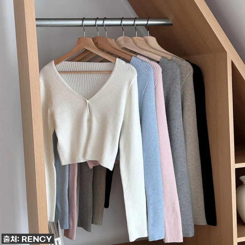 이 가격 실화?! 골지 브이넥 크롭 관련 이미지 9