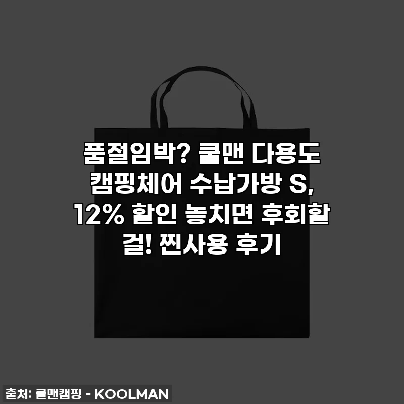 품절임박? 쿨맨 다용도 캠핑체어 수납가방 S, 12% 할인 놓치면 후회할 걸! 찐사용 후기
