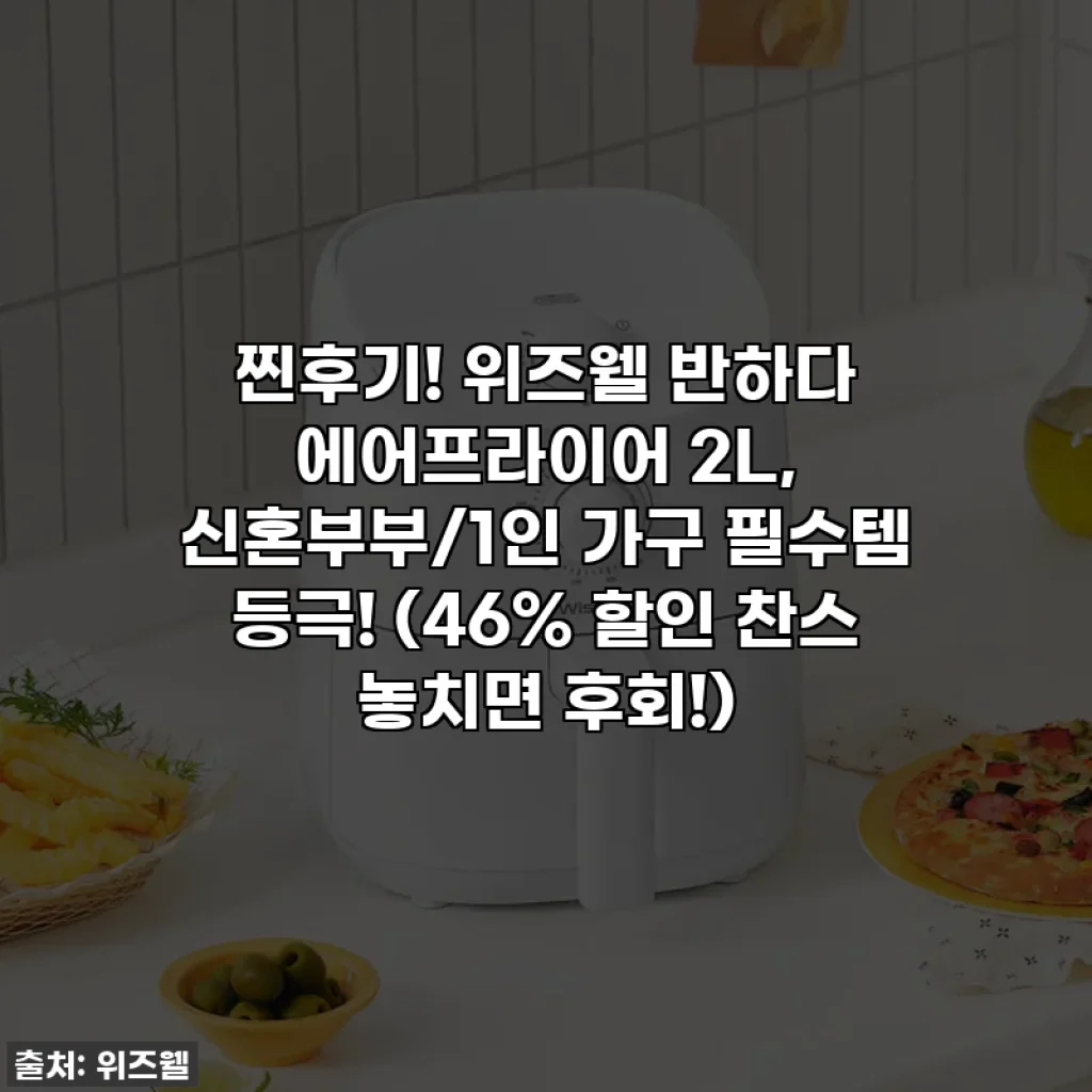 찐후기! 위즈웰 반하다 에어프라이어 2L, 신혼부부/1인 가구 필수템 등극! (46% 할인 찬스 놓치면 후회!)