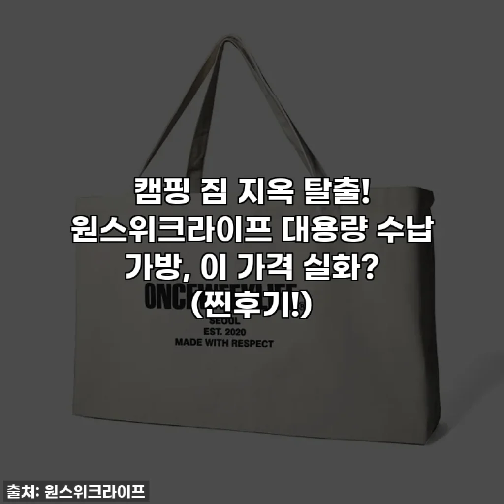 캠핑 짐 지옥 탈출! 원스위크라이프 대용량 수납 가방, 이 가격 실화? (찐후기!)