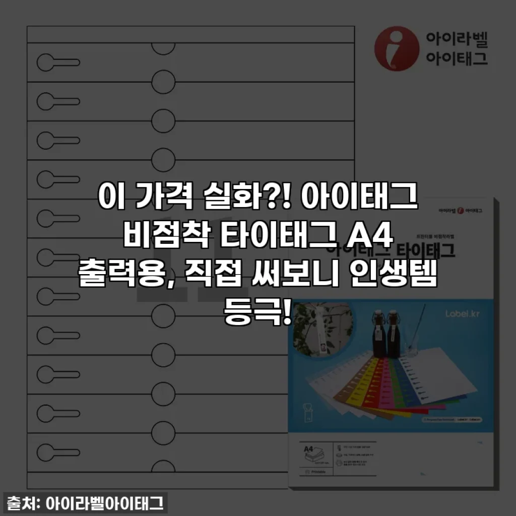 이 가격 실화?! 아이태그 비점착 타이태그 A4 출력용, 직접 써보니 인생템 등극!