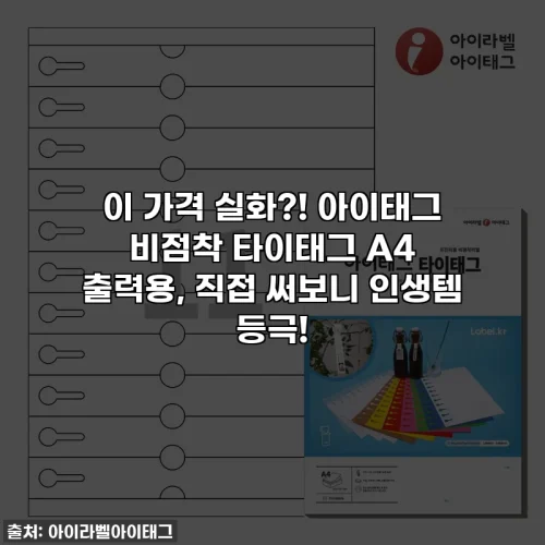 이 가격 실화?! 아이태그 비점착 타이태그 A4 출력용, 직접 써보니 인생템 등극!