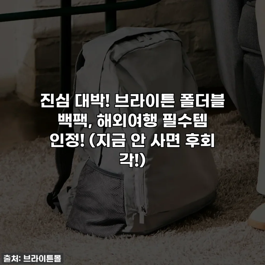 진심 대박! 브라이튼 폴더블 백팩, 해외여행 필수템 인정! (지금 안 사면 후회 각!)