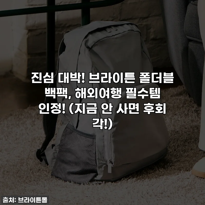 진심 대박! 브라이튼 폴더블 백팩, 해외여행 필수템 인정! (지금 안 사면 후회 각!)