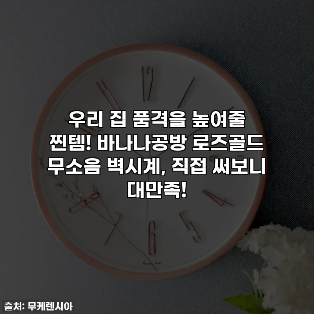 우리 집 품격을 높여줄 찐템! 바나나공방 로즈골드 무소음 벽시계, 직접 써보니 대만족!