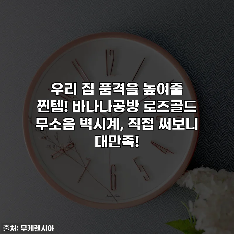 우리 집 품격을 높여줄 찐템! 바나나공방 로즈골드 무소음 벽시계, 직접 써보니 대만족!