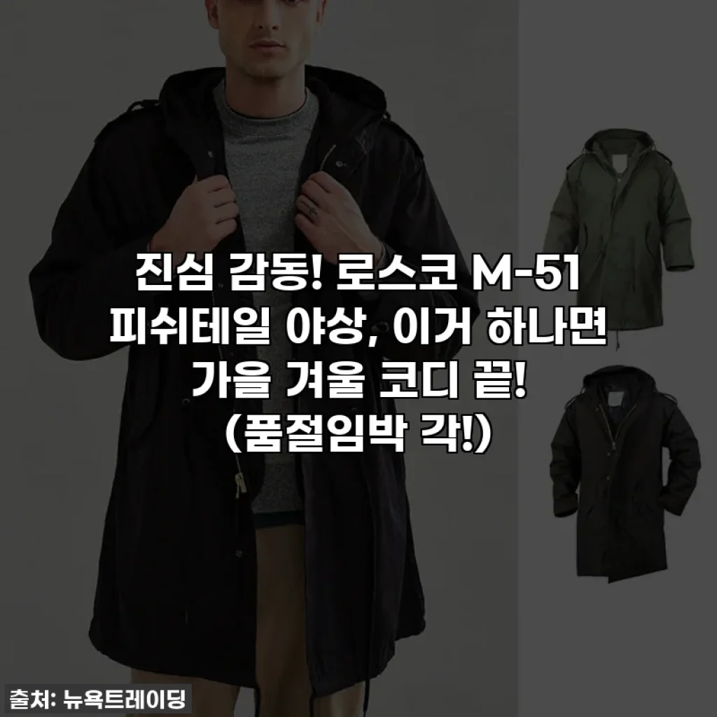 진심 감동! 로스코 M-51 피쉬테일 야상, 이거 하나면 가을 겨울 코디 끝! (품절임박 각!)