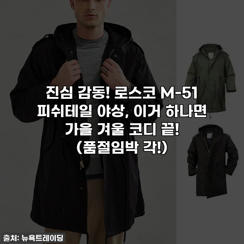 진심 감동! 로스코 M-51 피쉬테일 야상, 이거 하나면 가을 겨울 코디 끝! (품절임박 각!)