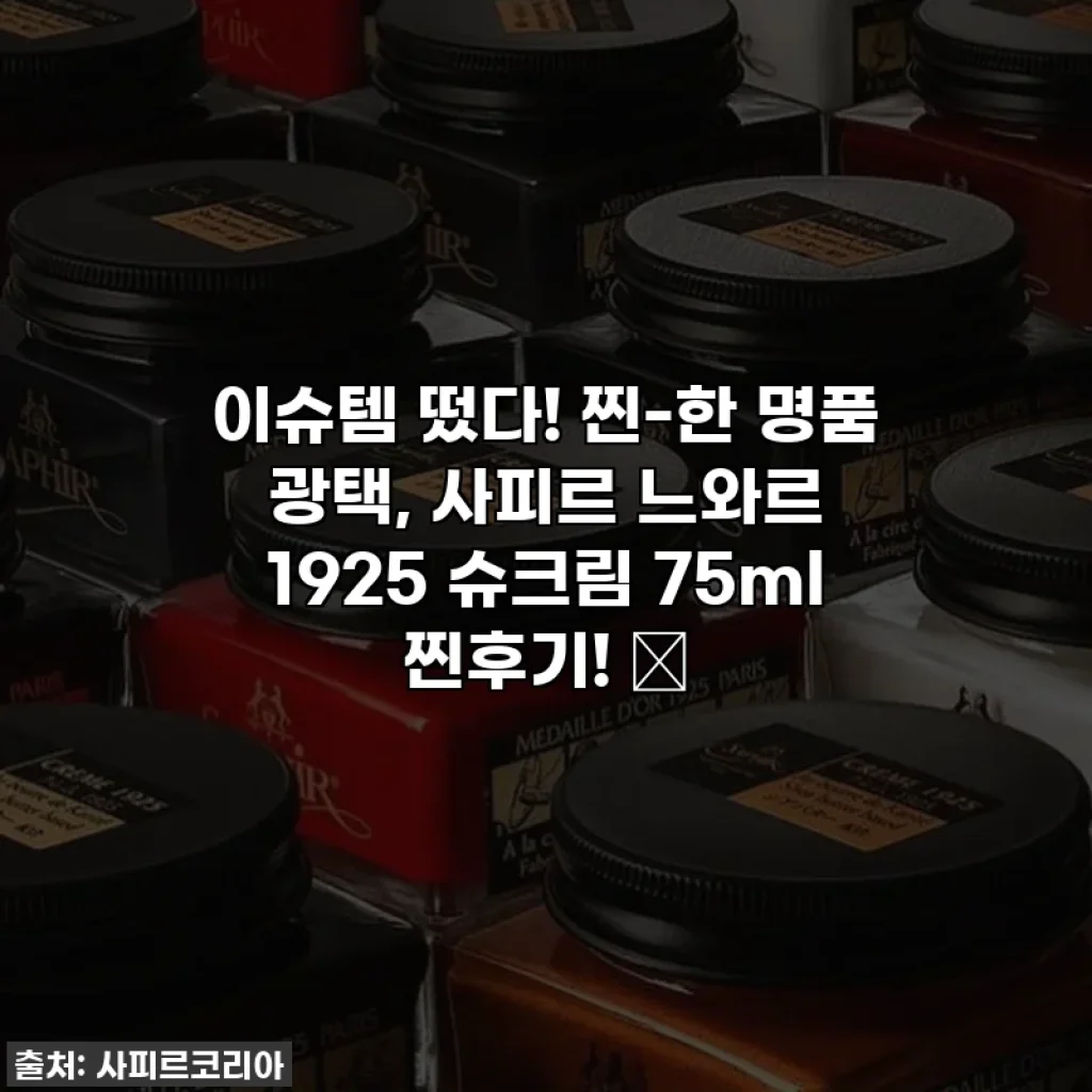 이슈템 떴다! 찐-한 명품 광택, 사피르 느와르 1925 슈크림 75ml 찐후기! ✨