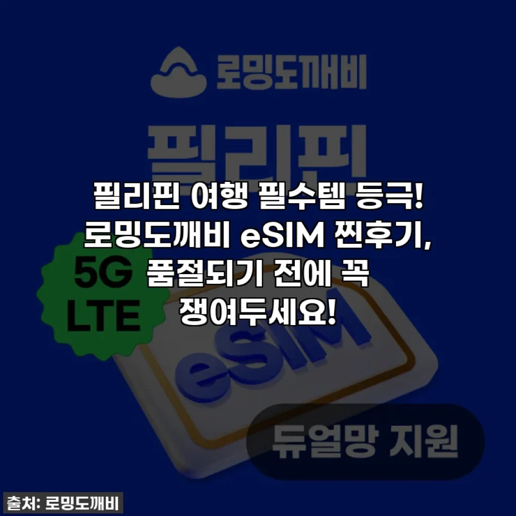 필리핀 여행 필수템 등극! 로밍도깨비 eSIM 찐후기, 품절되기 전에 꼭 쟁여두세요!