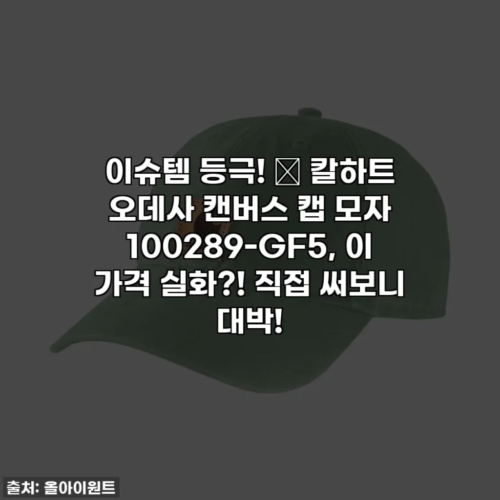 이슈템 등극! 🧢 칼하트 오데사 캔버스 캡 모자 100289-GF5, 이 가격 실화?! 직접 써보니 대박!