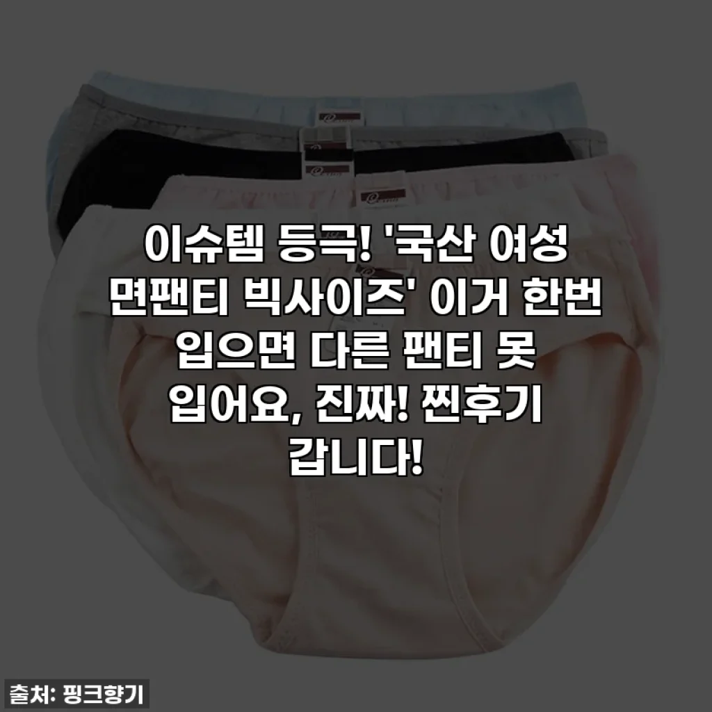 이슈템 등극! '국산 여성 면팬티 빅사이즈' 이거 한번 입으면 다른 팬티 못 입어요, 진짜! 찐후기 갑니다!
