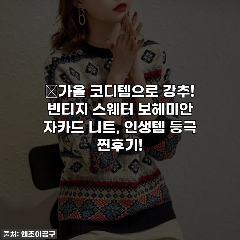 🍂가을 코디템으로 강추! 빈티지 스웨터 보헤미안 자카드 니트, 인생템 등극 찐후기!