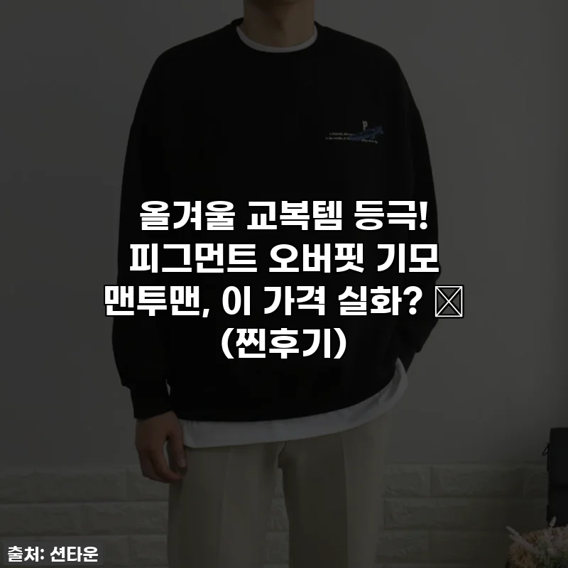 올겨울 교복템 등극! 피그먼트 오버핏 기모 맨투맨, 이 가격 실화? 😲 (찐후기)