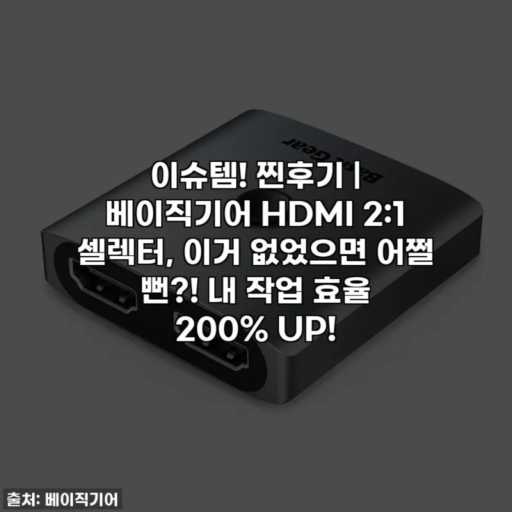 이슈템! 찐후기 | 베이직기어 HDMI 2:1 셀렉터, 이거 없었으면 어쩔 뻔?! 내 작업 효율 200% UP!