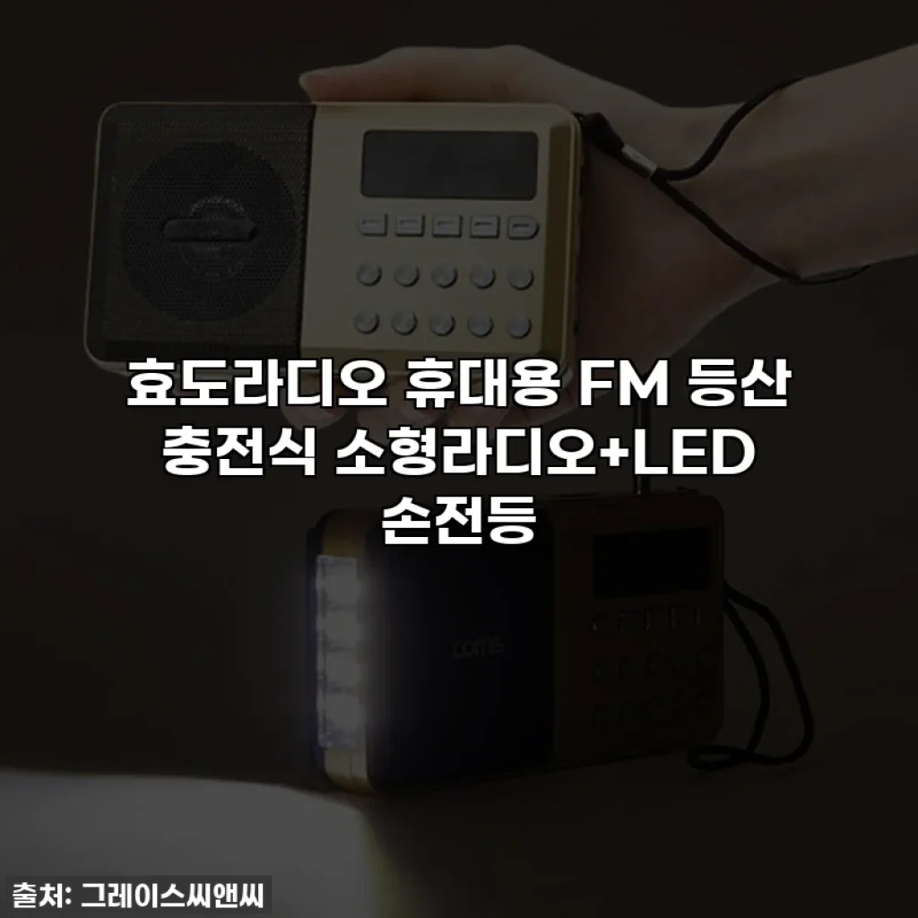 효도라디오 휴대용 FM 등산 충전식 소형라디오+LED 손전등