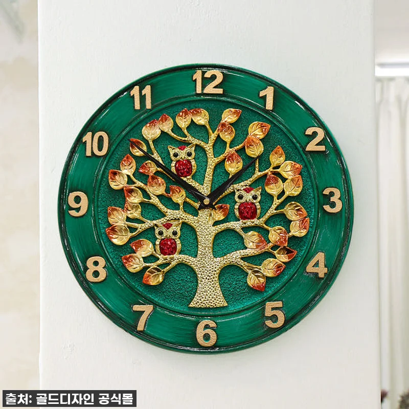 골드도금 돈나무 부엉이 벽시계 벽걸이 관련 이미지 1