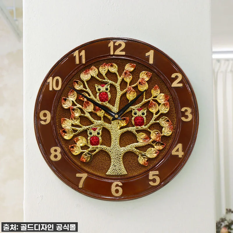 골드도금 돈나무 부엉이 벽시계 벽걸이 관련 이미지 2