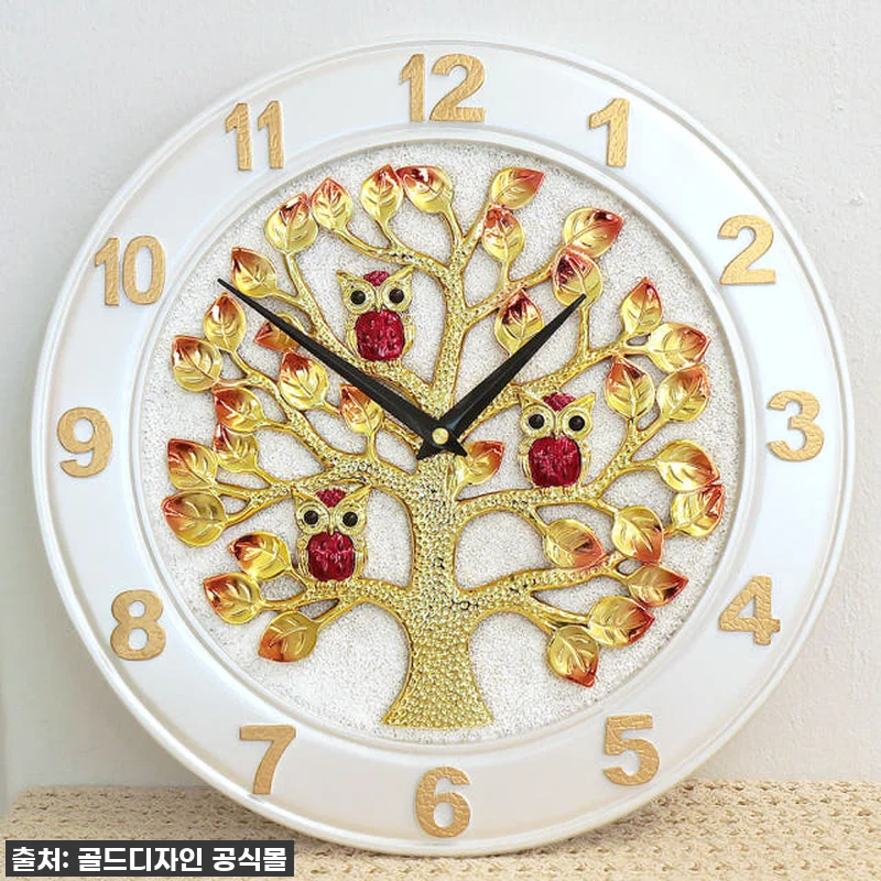 골드도금 돈나무 부엉이 벽시계 벽걸이 관련 이미지 3