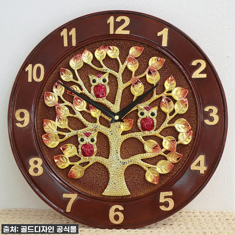 골드도금 돈나무 부엉이 벽시계 벽걸이 관련 이미지 5