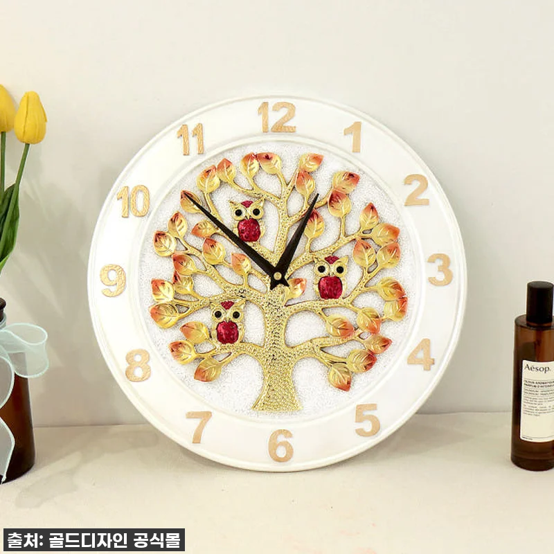 골드도금 돈나무 부엉이 벽시계 벽걸이 관련 이미지 6