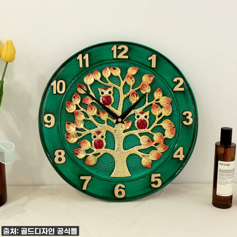 골드도금 돈나무 부엉이 벽시계 벽걸이 관련 이미지 7
