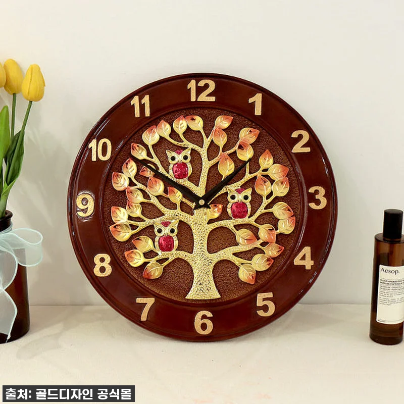 골드도금 돈나무 부엉이 벽시계 벽걸이 관련 이미지 8