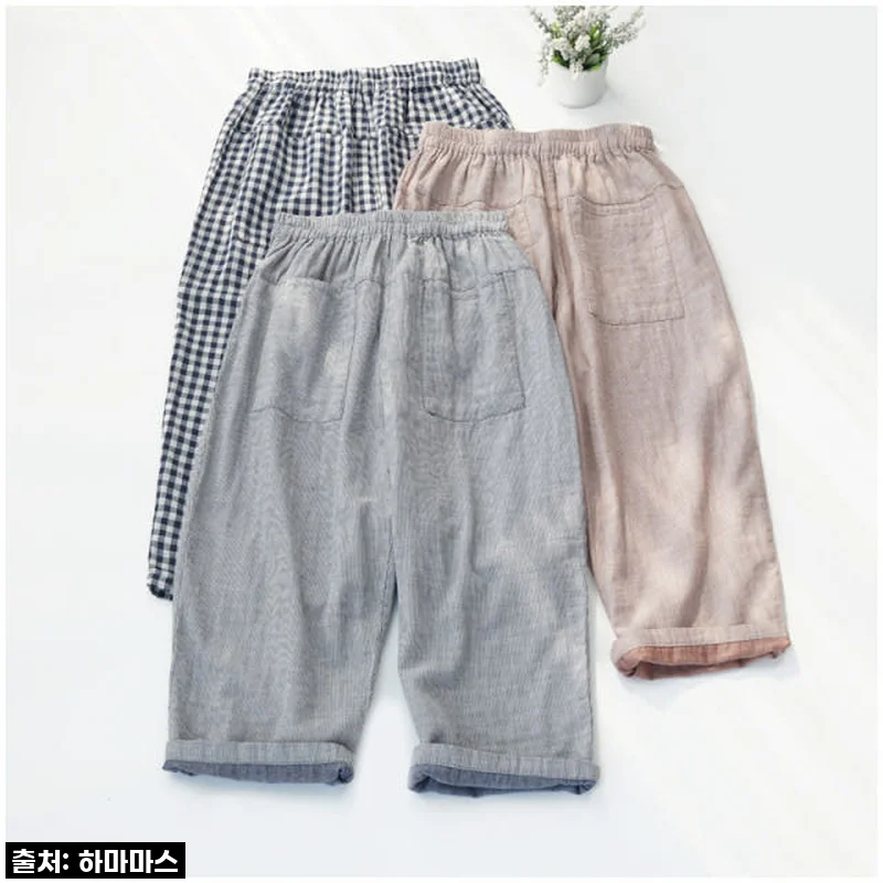 이슈템 등극! 하마마스 두겹 아사면 배기 9부 팬츠, 드디어 내 손에! 품절임박 서둘러요!