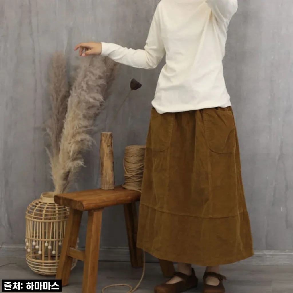 품절대란템! 하마마스 순면 골덴 포켓 롱스커트, 드디어 내 품에! 내돈내산 찐 착용 후기