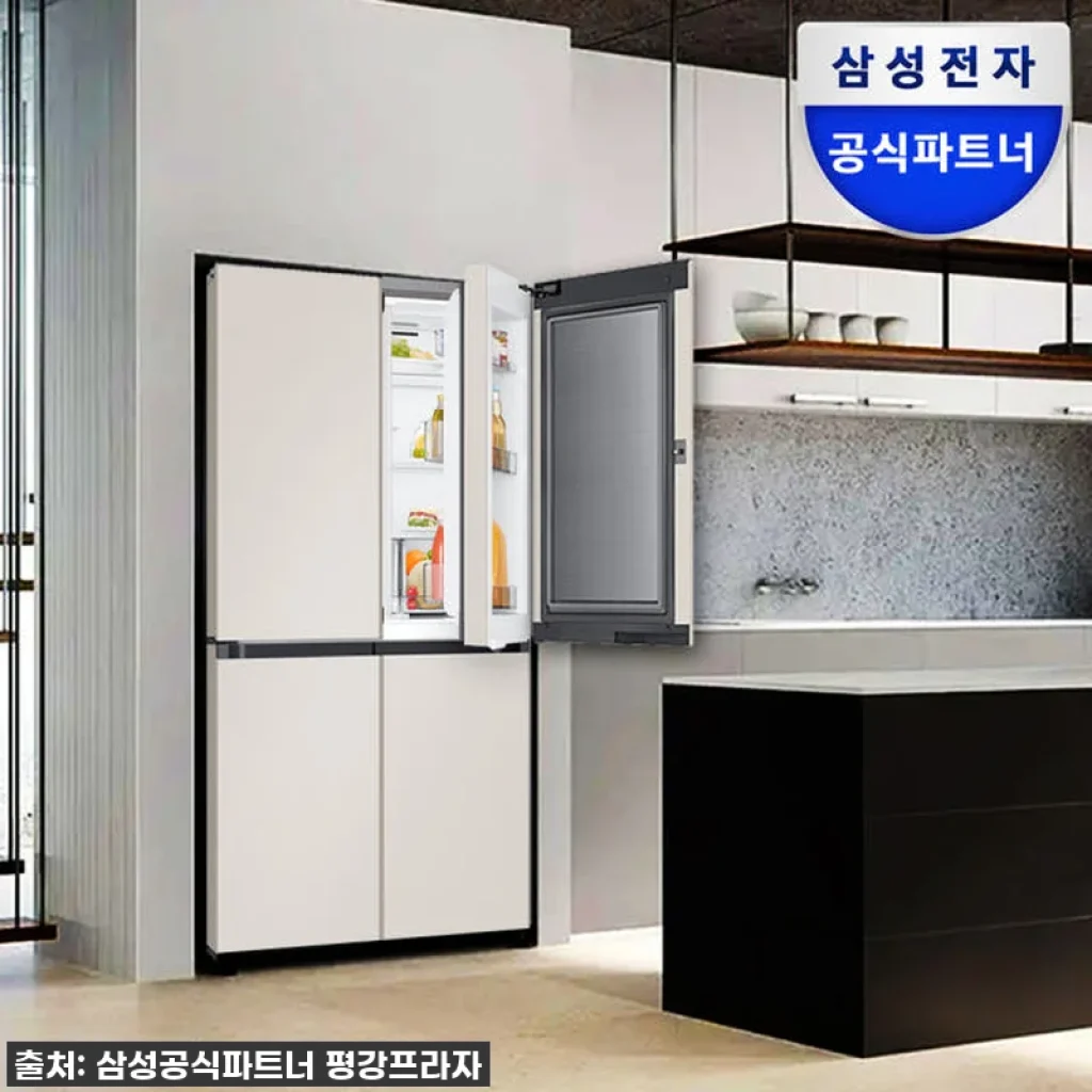 삼성 비스포크 AI 냉장고 4도어 902L RM70F90M1GD 사용후기: 대용량과 세련된 베이지 컬러의 만족감