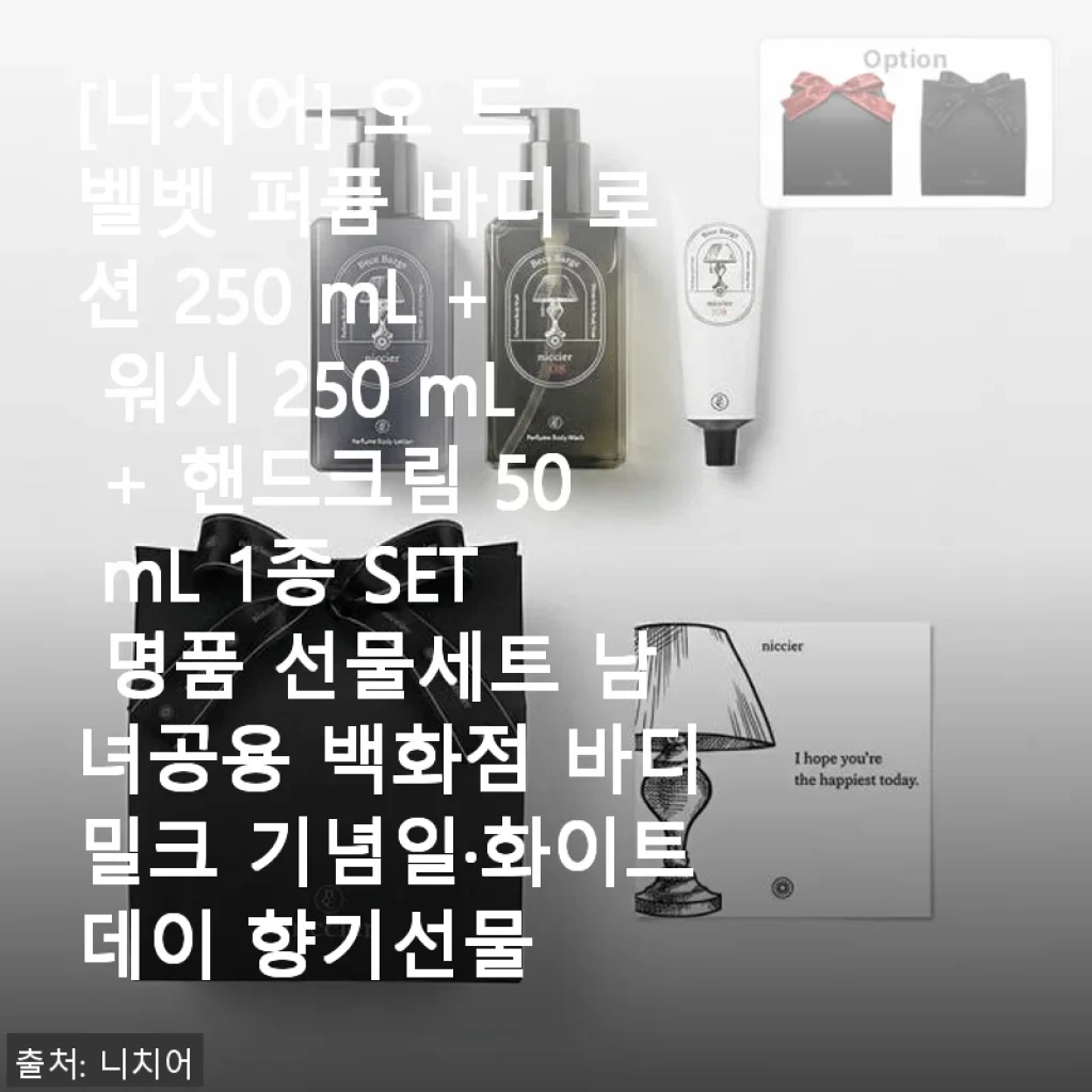 니치어 오 드 벨벳 퍼퓸 바디 로션 세트 사용후기, 고급스러운 향과 촉촉함이 매력적인 명품 바디케어