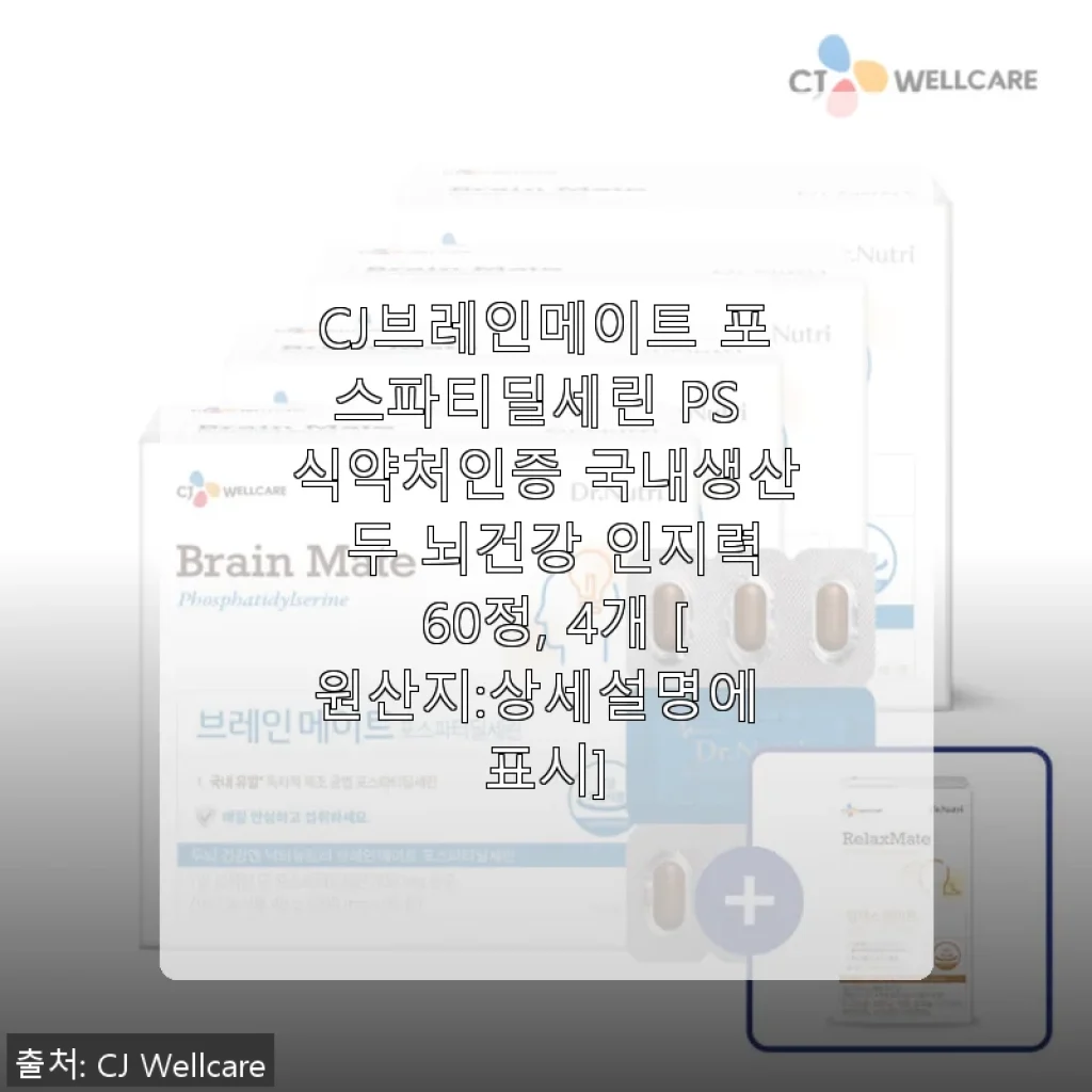 CJ브레인메이트 포스파티딜세린 PS 60정 4개 세트, 두뇌건강과 인지력 개선 경험 후기