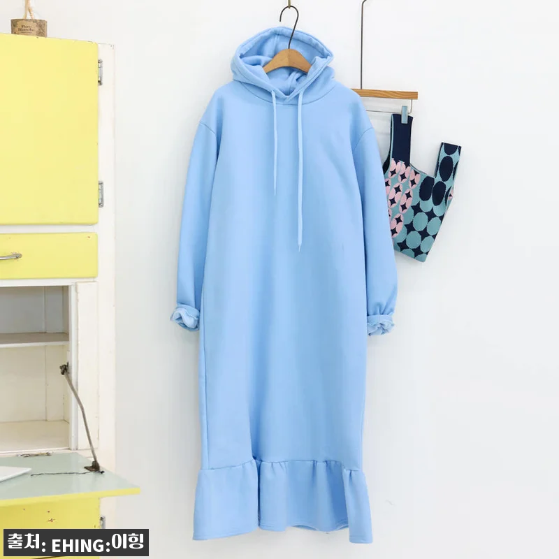 밑단러플 머메이드 오버핏 기모후드 롱 관련 이미지 1