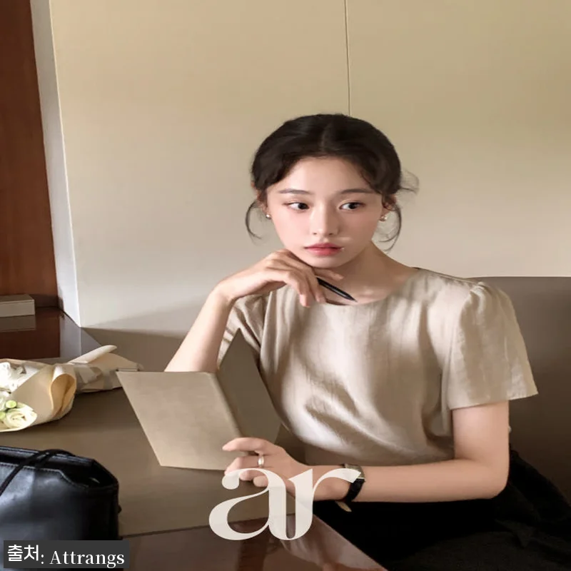 트렌드데이 린넨 퍼프 반팔 가을블라우 관련 이미지 1