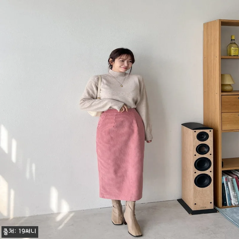 여성 코듀로이 롱 스커트 H라인 하이웨스트 뒷밴딩 뒷트임, 겨울 핑크 스커트로 눈여겨볼 이슈템 9 여성 코듀로이 롱 스커트 H라인 하이 관련 이미지 1