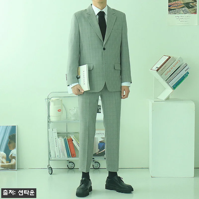 남자셋업수트 체크 링클프리 남성수트 관련 이미지 1