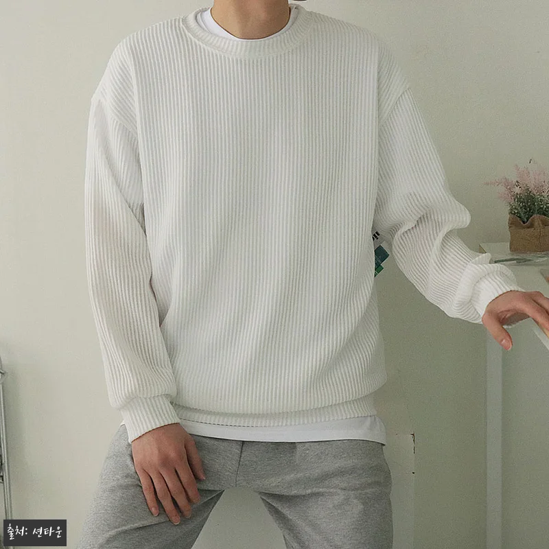 남자봄니트 오버핏 골지 커플니트 남자 관련 이미지 1