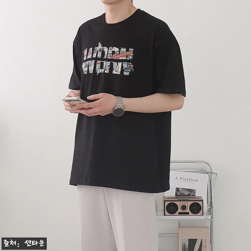 남자반팔티 오버핏 빅사이즈 레터링 커플반팔티, 여름 데일리룩으로 눈여겨볼 이슈템 5 남자반팔티 오버핏 빅사이즈 레터링 커 관련 이미지 1