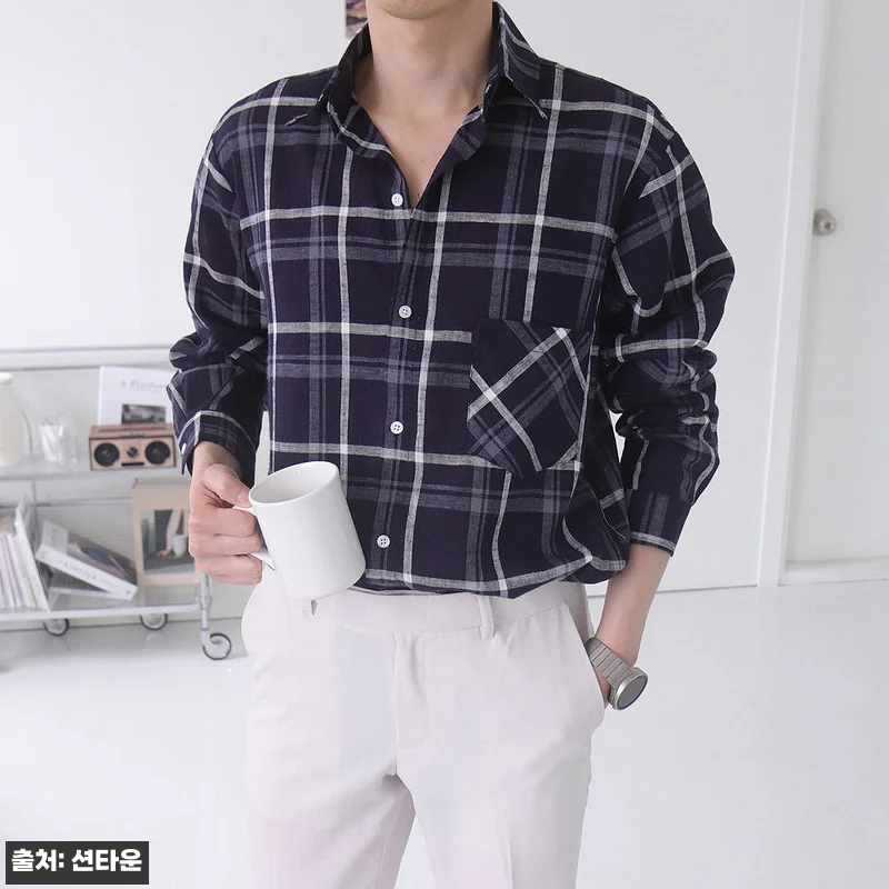 남자린넨셔츠 오버핏 링클프리 체크남방, 여름 데일리룩으로 눈여겨볼 기본 셔츠 4 남자린넨셔츠 오버핏 링클프리 체크남방 관련 이미지 1