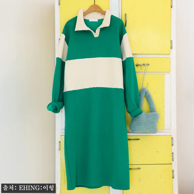 컬러배색 카라 기모롱원피스, 겨울 홈 관련 이미지 2