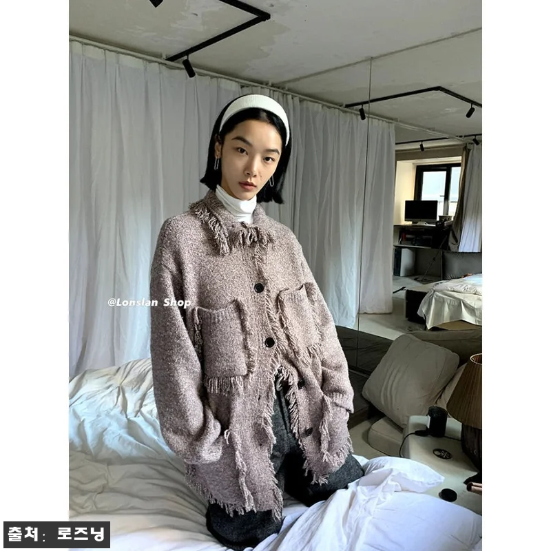 루즈핏 숄카라 가디건 멀티포켓 술 스웨터, 2컬러로 완성하는 유니크 가을겨울 코디 체크 8 루즈핏 숄카라 가디건 멀티포켓 술 스 관련 이미지 2